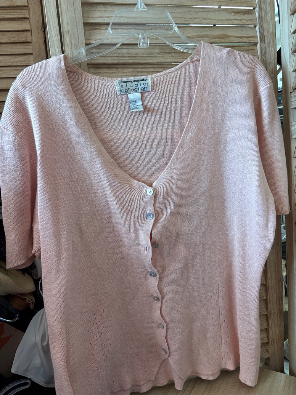 Studio Collection  V-Neck Button Down Knit Top Large